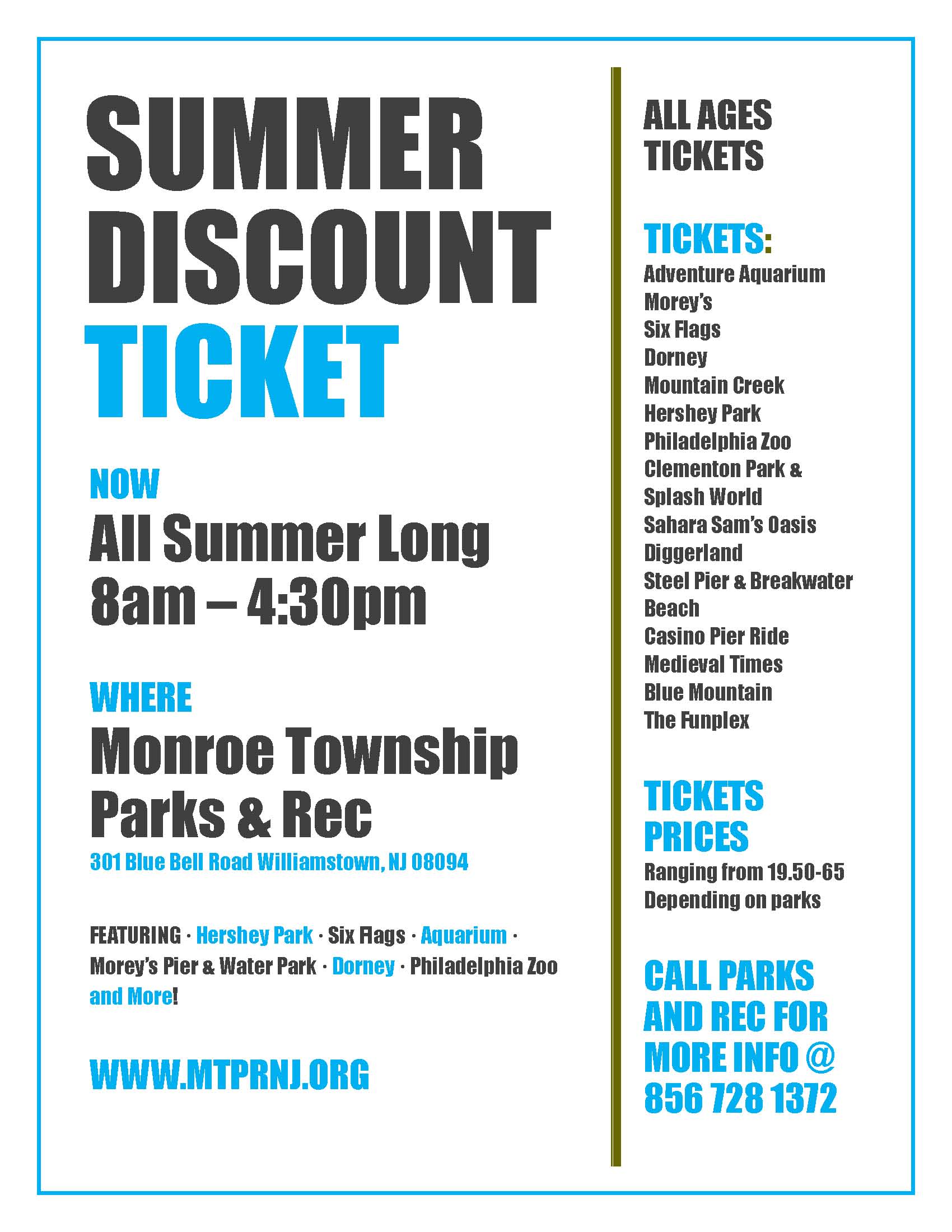 Summer Discount Ticket 2019_Page_1 Monroe Township Parks and Recreation