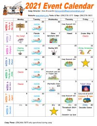 Camp Event Calendar – Monroe Township Parks and Recreation